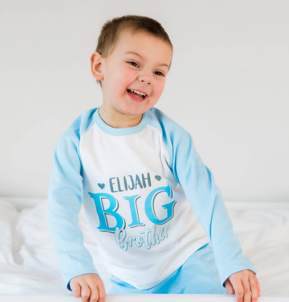 Personalised Big And Little Brother Blue Pyjamas, 1 of 3