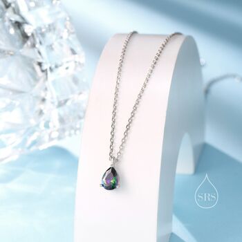 Sterling Silver Droplet Cz Pendant Necklace, 6 of 12