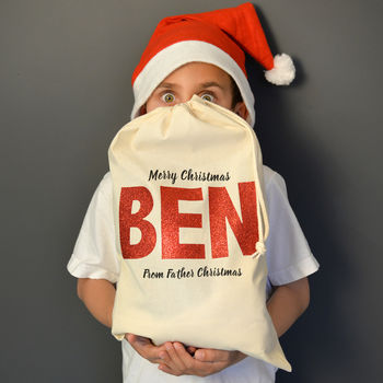 Personalised Christmas Metallic Name Sack, 2 of 4