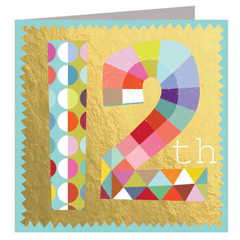 Gold Foiled Number Twelve Card, 2 of 5