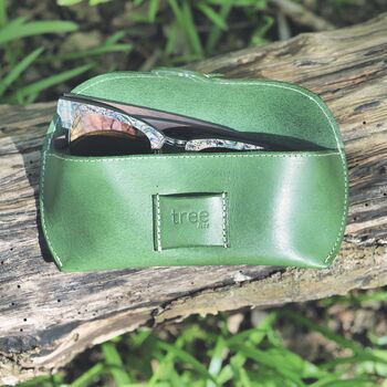 Handcrafted Green Genuine Leather Glasses Case, 4 of 5