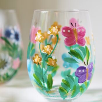 Hand Painted Flower Glass Tumblers, 5 of 8