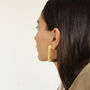 Oversized Rectangular Hoop Earrings In Brass, thumbnail 3 of 4