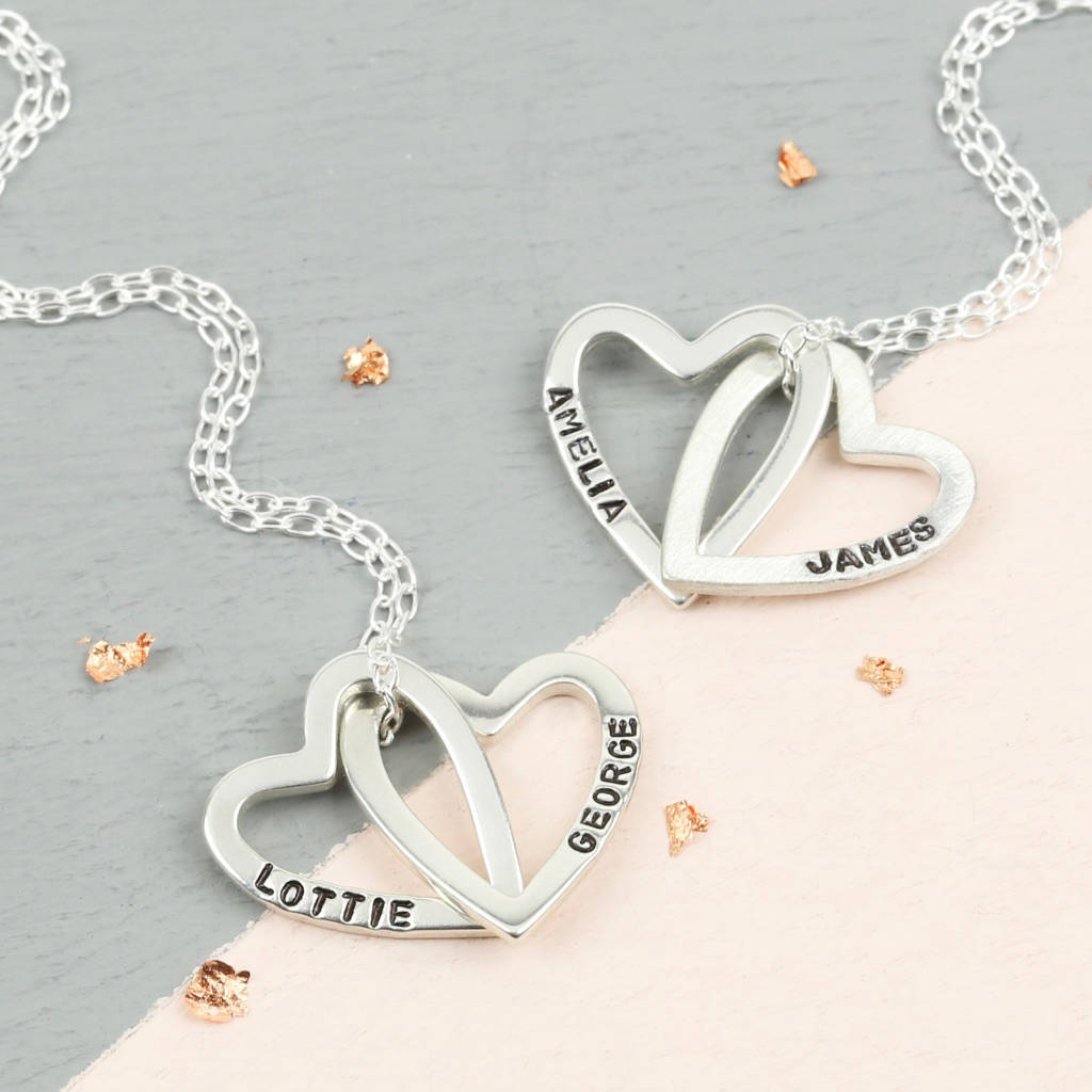 personalised interlocking hearts pendant necklace by lisa angel ...