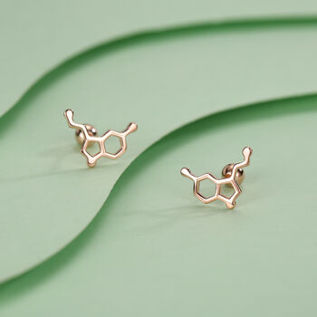 Happiness Molecules Serotonin 18 G Screw Back Stud Earrings With Ball Backs, 2 of 12