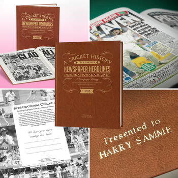 Cricket Personalised UK Sports Gift Newspaper Book, 7 of 12