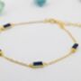 Sterling Silver Sapphire Blue Cz Baguette Satellite Bracelet, thumbnail 3 of 12