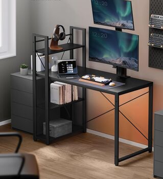 Computer Desk With Storage Shelves Industrial Style, 2 of 12