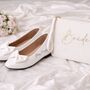 Personalised Bridal Prom White Bow Pump Slip On Flats, thumbnail 5 of 6