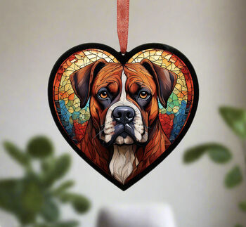 Boxer Stained Glass Effect Heart Suncatcher, 2 of 6
