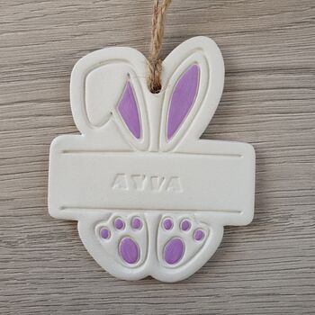 Easter Bunny Decoration With Personalised Name Banner, 3 of 6