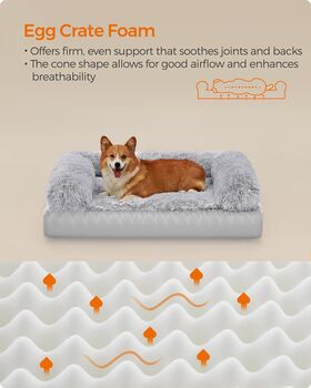 Dog Bed Egg Crate Foam Pet Bed Washable Cover, 6 of 12