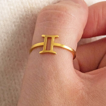 Gold Plated Adjustable Zodiac Ring, 5 of 10