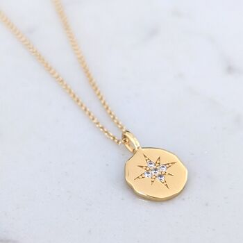 The Starburst Disc Gold Plated Necklace, 3 of 5