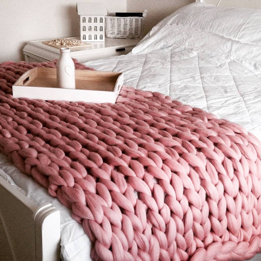 Giant Hand Knitted Super Chunky Throw By Wool Couture