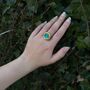 Large Round Emerald Turquoise Lagoon Adjustable Ring, thumbnail 1 of 8
