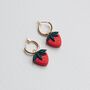 Strawberry Fruit Charm Gold Hoop Earrings, thumbnail 2 of 4