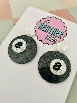 Magic Eight Ball Resin Earrings, 3 of 4