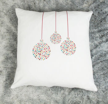 White Contemporary Christmas Bauble Cushion, 6 of 6