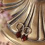 Red Agate Pomegranate Seed Twisted Huggie Hoop Earrings, thumbnail 11 of 12