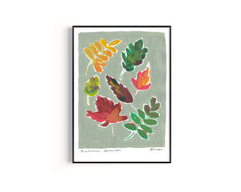 Autumn Leaves Hand Painted Art Print, 4 of 6