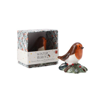 Ceramic Robin And Holly Branch Charm With Gift Box, 2 of 4