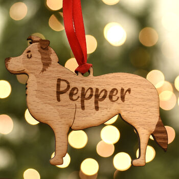 Personalised Border Collie Dog Wooden Xmas Decoration, 7 of 7
