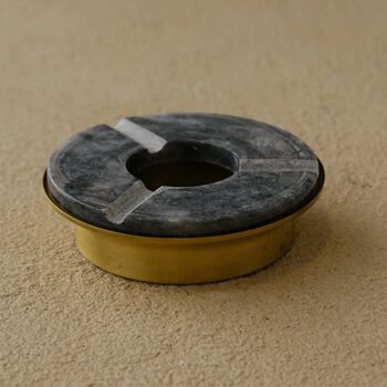 Round Brass And Black Metal Ashtray, 2 of 7