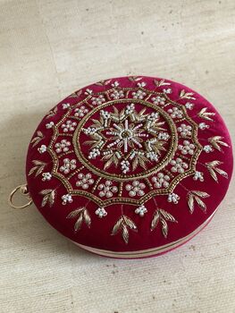 Hot Pink Handcrafted Velvet Bangle Clutch Bag, 4 of 7