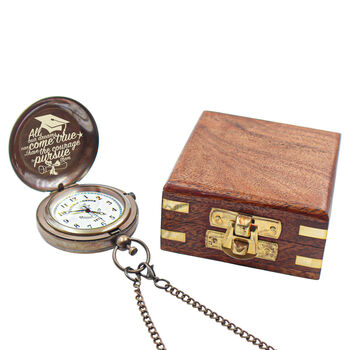 The Windsor Personalised Gunmetal Pocket Watch For Graduation, 3 of 12