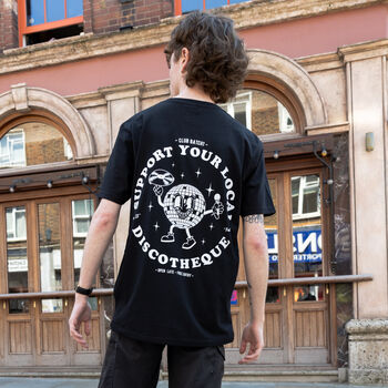 Support Your Local Discotheque Graphic Black T Shirt, 4 of 6