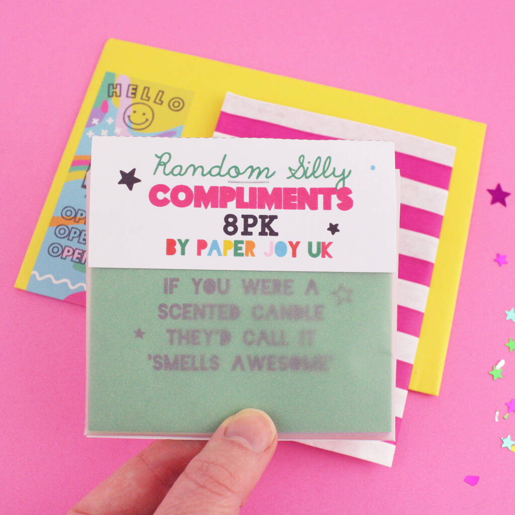 random-compliments-card-set-of-eight-by-paper-joy-notonthehighstreet