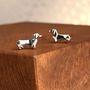 Solid Silver Origami Dachshund Earrings, thumbnail 3 of 5