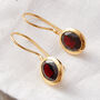 Ruby Oval Short Drop Gold Plated Silver Earrings, thumbnail 10 of 11