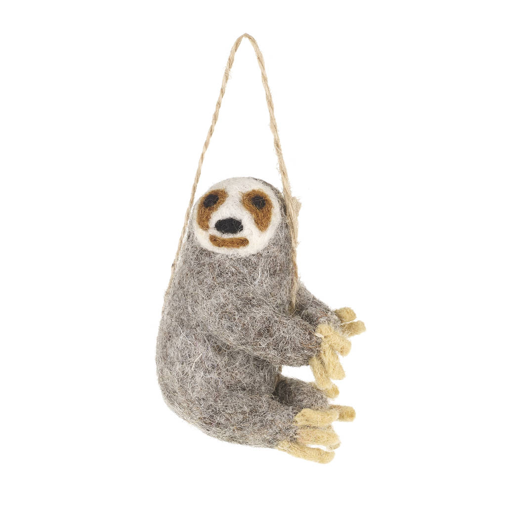 Handmade Needle Felt Sloth Biodegradable Decoration By Felt So Good