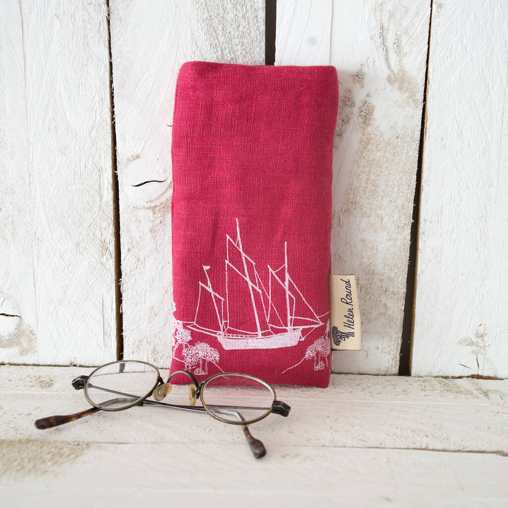 Sailing Boat Linen Glasses Case By HELEN ROUND