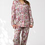 Pink And White Floral 100% Cotton Ladies Pyjamas, thumbnail 8 of 9