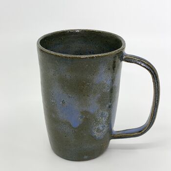 Handmade Ceramic Latte Cup Mug Blue Stoneware, 6 of 10