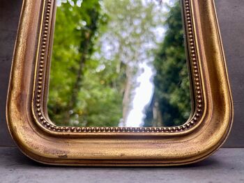 Distressed Gold Portrait Mirror With Beaded Frame Decor, 5 of 8