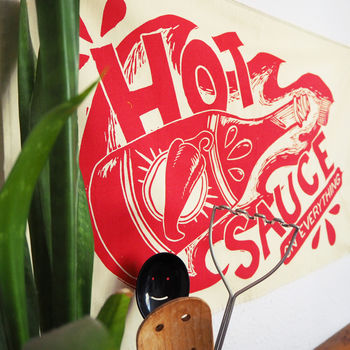 Hot Sauce On Everything Cotton Tea Towel, 2 of 3