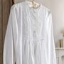 White Cotton Nightdress Polo Long Sleeve Broderie Anglaise Vintage Victorian Nightgown, thumbnail 3 of 12