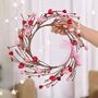 Light Up Twig Wreath Adorned With Hearts, thumbnail 3 of 8