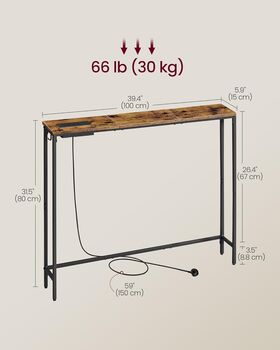 Console Table Slim Sofa Table With Charging Station, 2 of 5