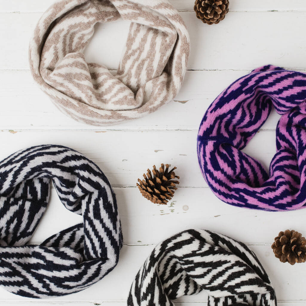 Lambswool Zebra Knitted Cowl, 1 of 12