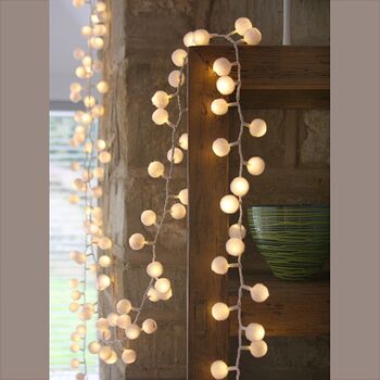 White Pom Pom Light Chain Mains Powered, 3 of 4