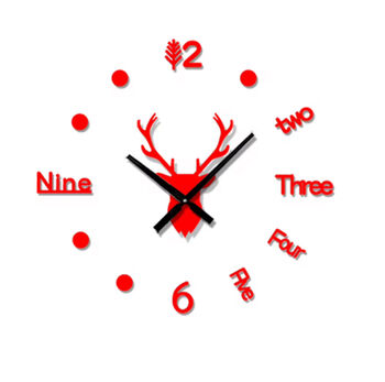 Stylish Antlers 3D Wall Clock, Brown, Red, Black, Silver, 8 of 10