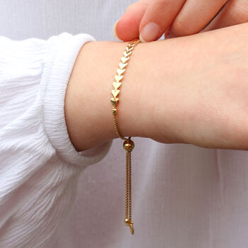 18ct Gold Plated Or Silver Heart Link Slider Bracelet, 2 of 4