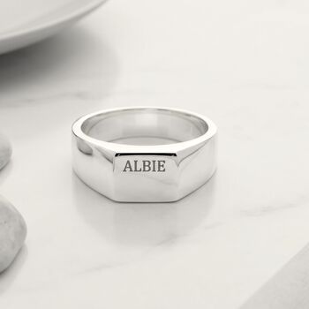 Custom Engraved Square Silver Signet Ring, 2 of 12