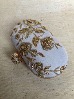 Off White Silk Oval Clutch Bag, 5 of 10