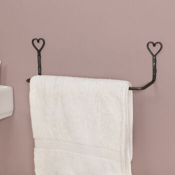 Vintage Hearts Metal Bathroom Wall Towel Rail, 5 of 8